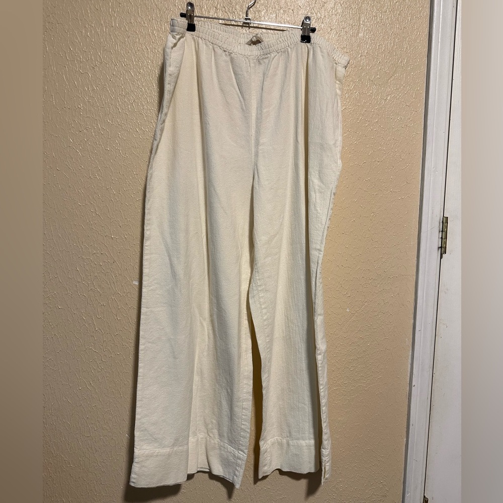 Soft Surroundings Gauze Wide Leg Cream Pant 100% Cotton